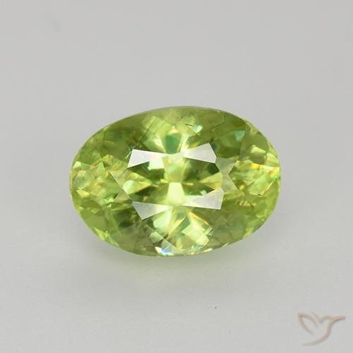 Esfena verde natural 1,34ct, corte oval, VS-SI