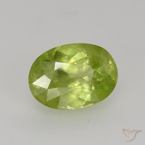 Esfena Amarelo Limão Brilhante Natural 1.19ct, oval, VS-SI