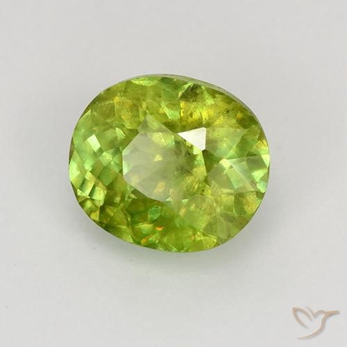 Esfena Verde amarelado vivo Natural 1.08ct, oval, VS-SI