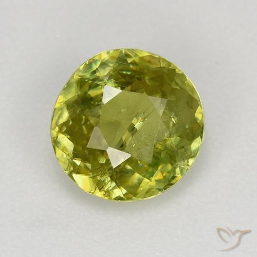 1.13ct Natural Verde médio Esfena, Redondo, VS-SI