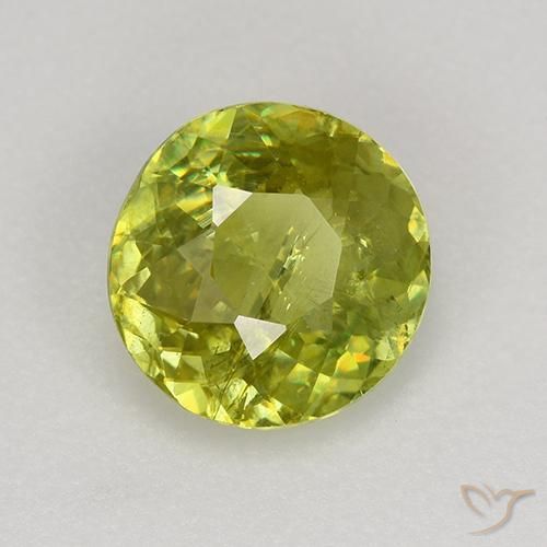 Esfena Verde médio Natural 1.13ct, Redondo, VS-SI