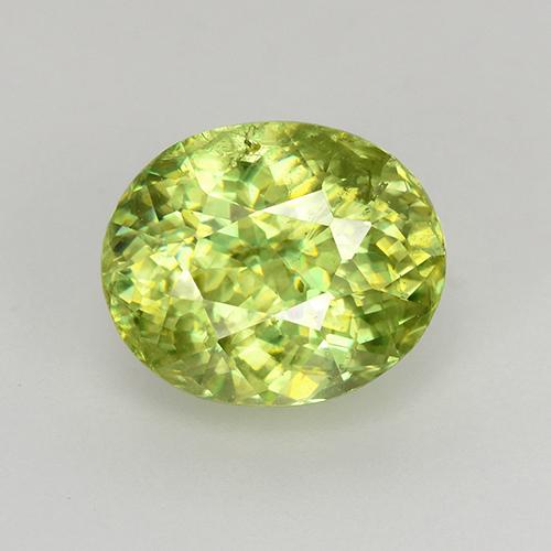 Esfena amarelo natural 1,68ct, corte oval, VS-SI