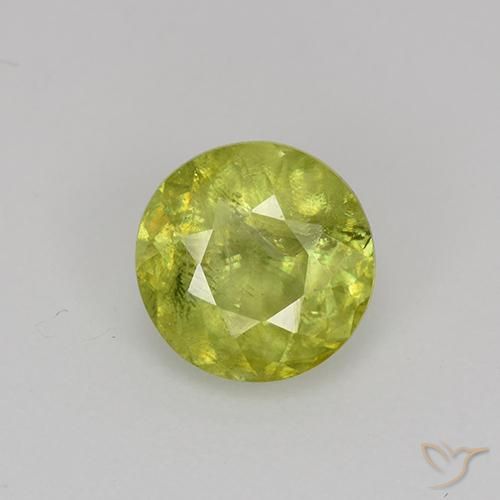 Esfena amarelo natural 1,18ct, corte redondo, VS-SI