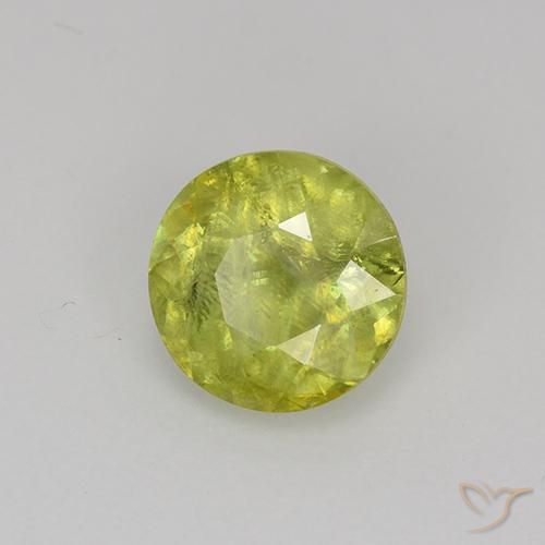 Esfena amarelo natural 1,18ct, corte redondo, VS-SI