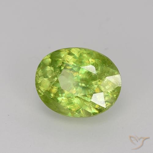 Esfena verde vivo Natural 1.51ct, Corte Oval, VS-SI