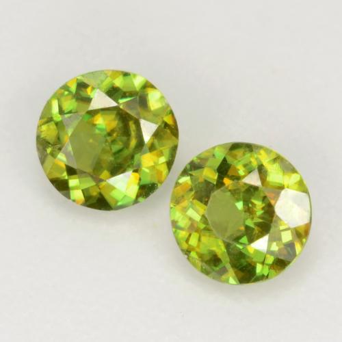 Pedras preciosas de esfena verde natural de 0,58 ct, corte redondo, VS