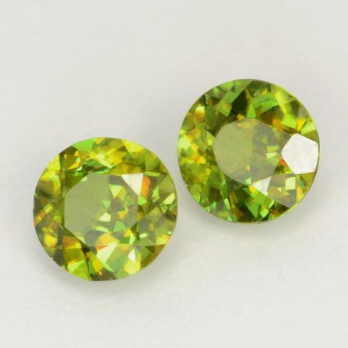 Pedras preciosas de esfena verde natural de 0,58 ct, corte redondo, VS