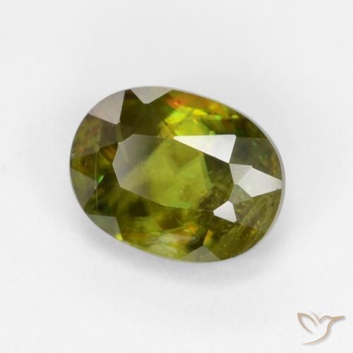 0.84ct Natural Verde médio-escuro Esfena, oval, VS-SI