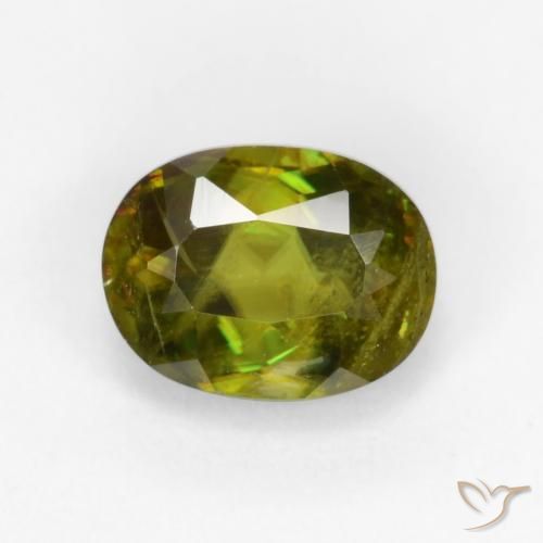 Esfena Verde médio-escuro Natural 0.84ct, oval, VS-SI