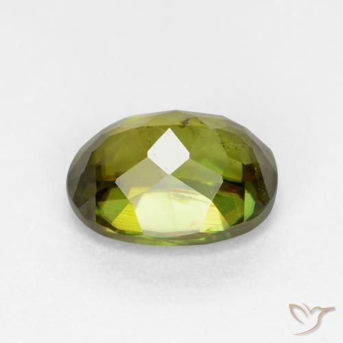 Esfena Verde médio-escuro Natural 0.84ct, oval, VS-SI