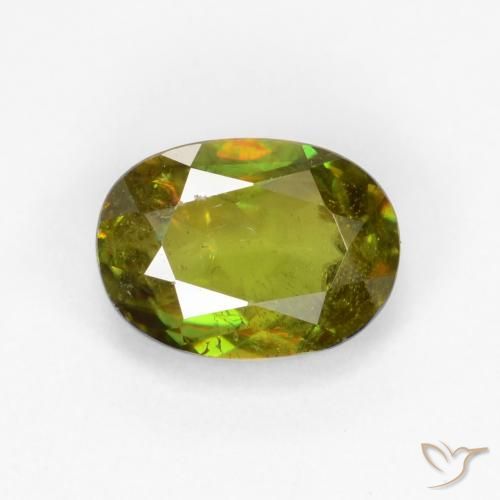 0.70ct Natural Verde Terroso Quente Esfena, oval, VS-SI