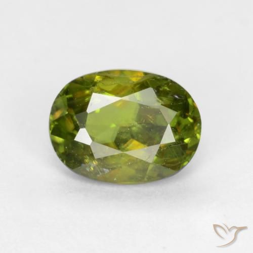 0.65ct Natural Verde Terroso Quente Esfena, oval, SI