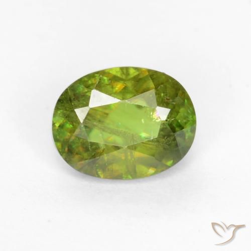 0.66ct Natural Verde floresta Esfena, oval, SI