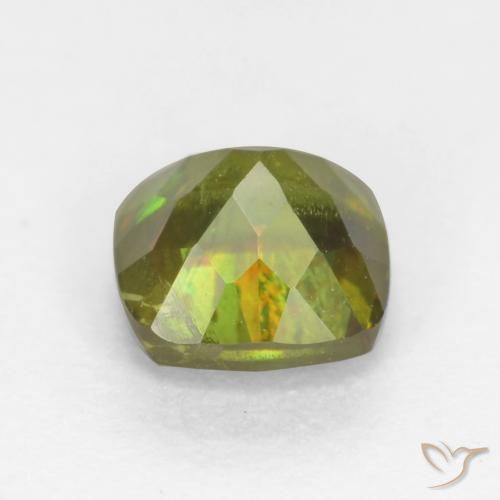 Esfena Verde Terroso Quente Natural 0.68ct, Almofada, SI