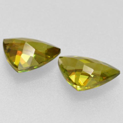 Pedras preciosas de esfena verde natural de 0,75 ct, trillion, VS-SI