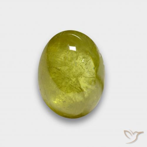 Esfena Amarelo Abacaxi Natural 3.47ct, oval, Translúcido