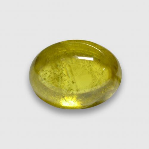 Esfena amarelo natural 3,88ct, corte oval, translúcido