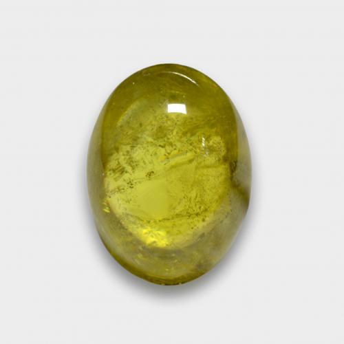 Esfena amarelo natural 3,88ct, corte oval, translúcido