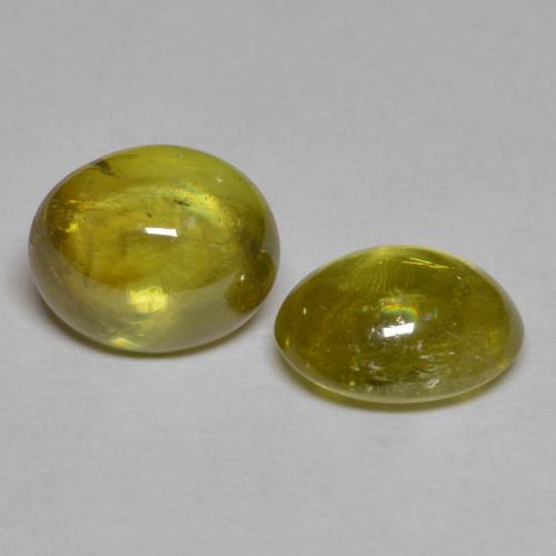Pedras preciosas de esfena amarelo natural de 3,14 ct, corte oval, transparente