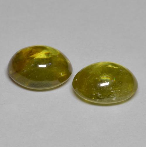 Pedras preciosas de esfena amarelo natural de 3,14 ct, corte oval, transparente
