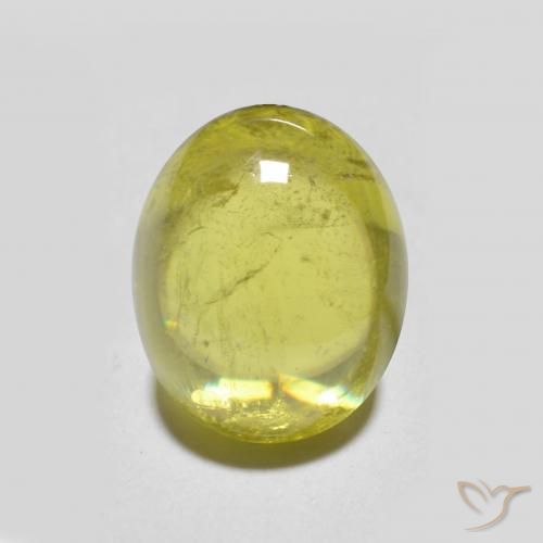 Esfena Verde Terroso Quente Natural 2.49ct, oval, Transparente