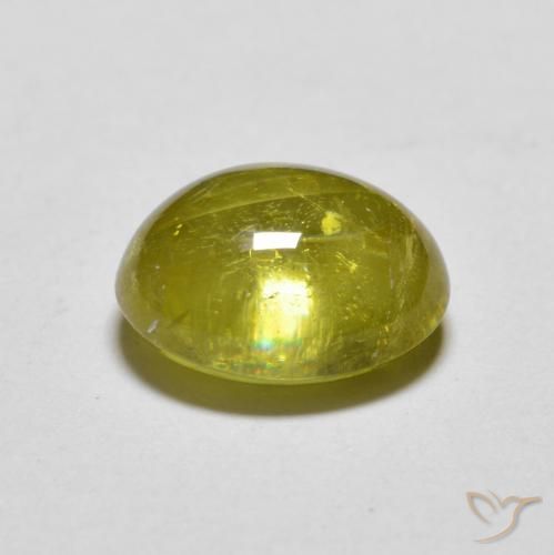 Esfena Verde Terroso Quente Natural 2.49ct, oval, Transparente