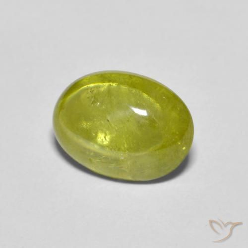 Esfena Verde Terroso Quente Natural 2.06ct, oval, Transparente