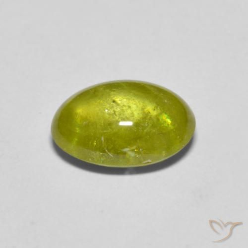 Esfena Verde Terroso Quente Natural 2.06ct, oval, Transparente