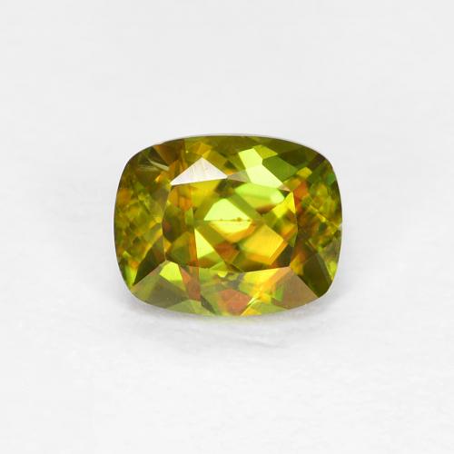 Esfena verde natural 0,45ct, almofada cortada, VS