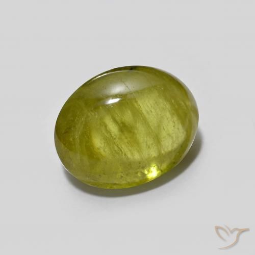 Esfena Verde Terroso Quente Natural 2.84ct, oval, Transparente