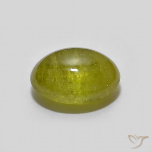 Esfena Verde Terroso Quente Natural 2.84ct, oval, Transparente