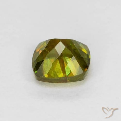 Esfena Verde médio Natural 0.34ct, Almofada, VS