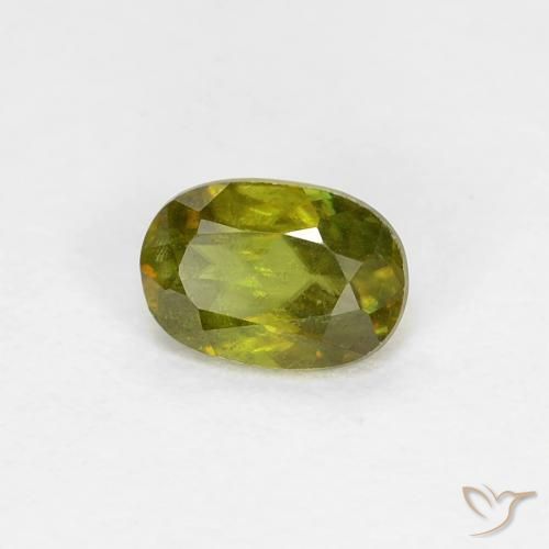 Esfena Verde médio Natural 0.42ct, oval, VS