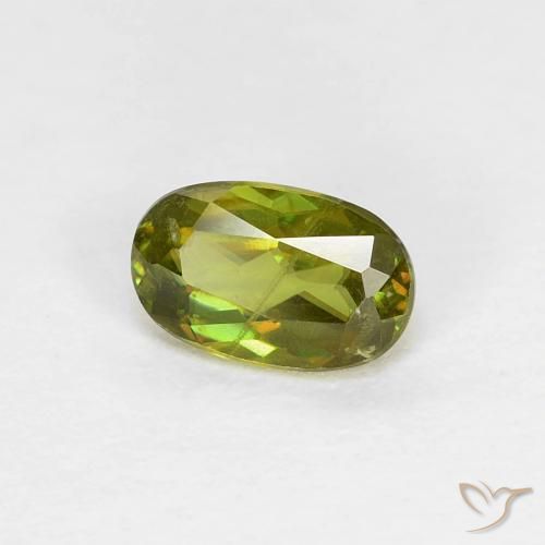 0.50ct Natural Verde Terroso Quente Esfena, oval, VS