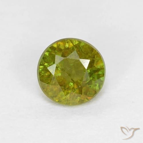 0.40ct Natural Verde Floresta Quente Esfena, Redondo, VS