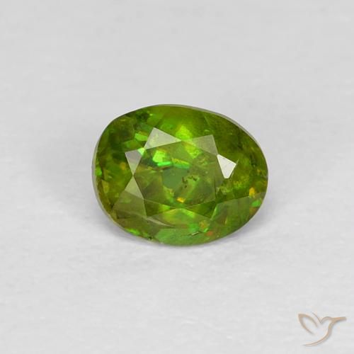 0.48ct Natural verde vivo Esfena, oval, VS