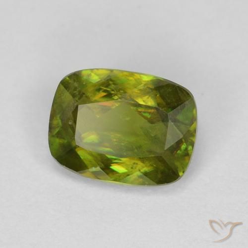 Esfena Verde floresta Natural 0.62ct, Almofada, VS