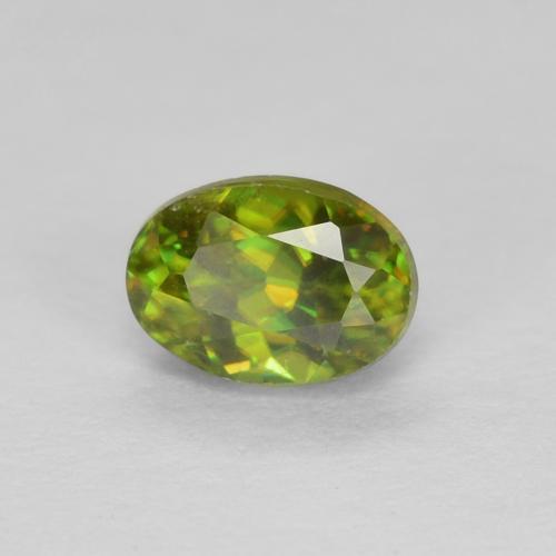 Esfena Verde Terroso Quente Natural 0.48ct, Corte Oval, VVS-VS