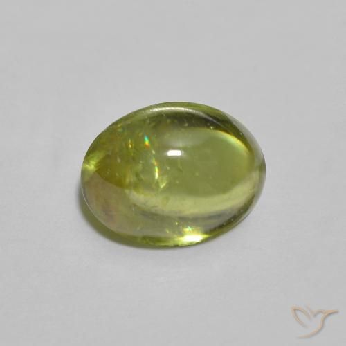 Esfena Verde amarelado vivo Natural 1.15ct, oval, Transparente