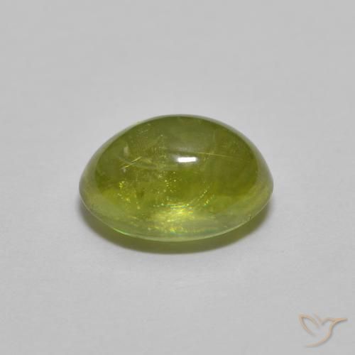 Esfena Verde amarelado vivo Natural 1.15ct, oval, Transparente