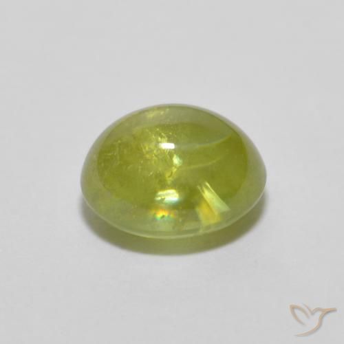Esfena Verde oliva Natural 1.12ct, oval, Transparente