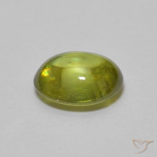 Esfena Verde Terroso Quente Natural 1.01ct, oval, Transparente