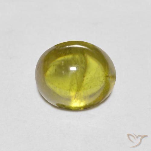 0.93ct Natural verde quente Esfena, oval, Transparente