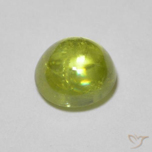 Esfena Verde oliva Natural 1.22ct, Redondo, Transparente
