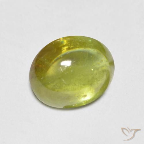 Esfena Verde Terroso Quente Natural 1.37ct, oval, Transparente