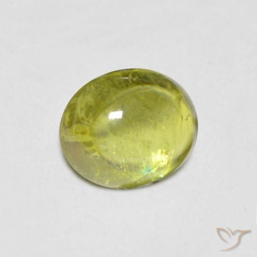 Esfena Verde Terroso Quente Natural 0.98ct, oval, Transparente