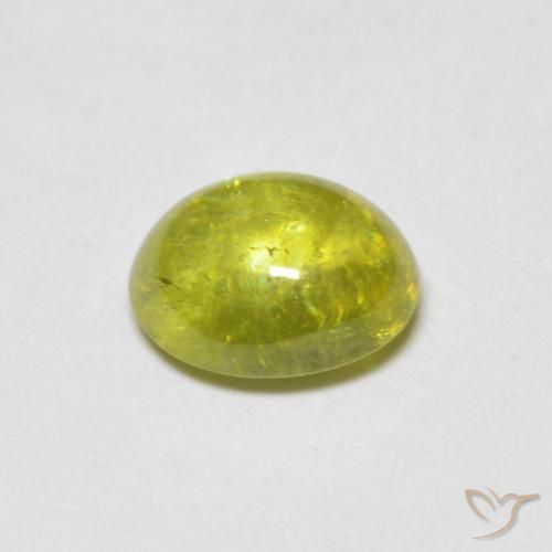 Esfena Verde Terroso Quente Natural 0.98ct, oval, Transparente