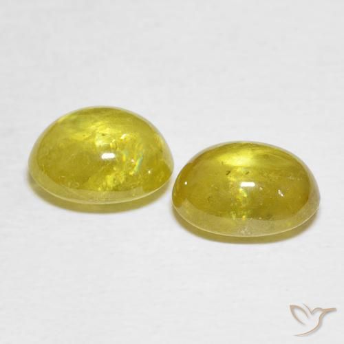 Pedras preciosas de Esfena amarelo médio natural de 4.25 ct, oval, Transparente