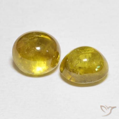 Pedras preciosas de Esfena amarelo médio natural de 3.89 ct, oval, Transparente