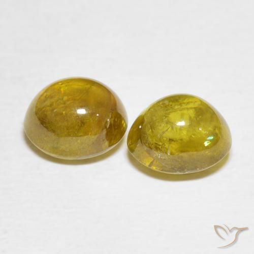 Pedras preciosas de Esfena amarelo médio natural de 3.89 ct, oval, Transparente